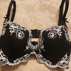 Elegant Black and White Lace Bra